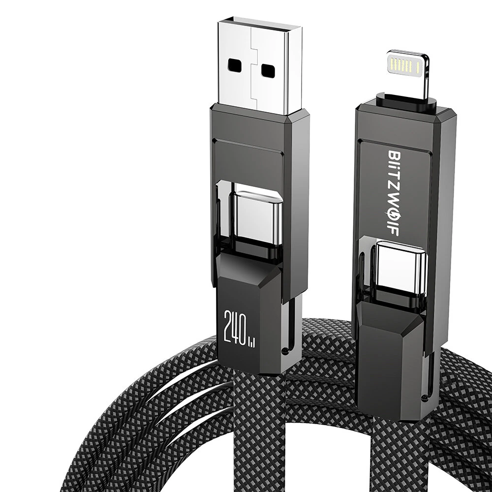 BlitzWolf gyorstöltő kábel USB-C PD240W