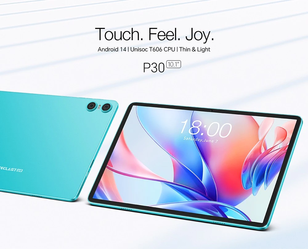 Teclast P30 Tablet, 10.1inch Android 14, T606 CPU, Max 12(4+8)GB RAM 128GB ROM, 1280x800 HD IPS, Quad-Core WiFi 6, Dual Speaker & Camera, Type-C/ GMS/ Bluetooth/ 3.5mm Jack